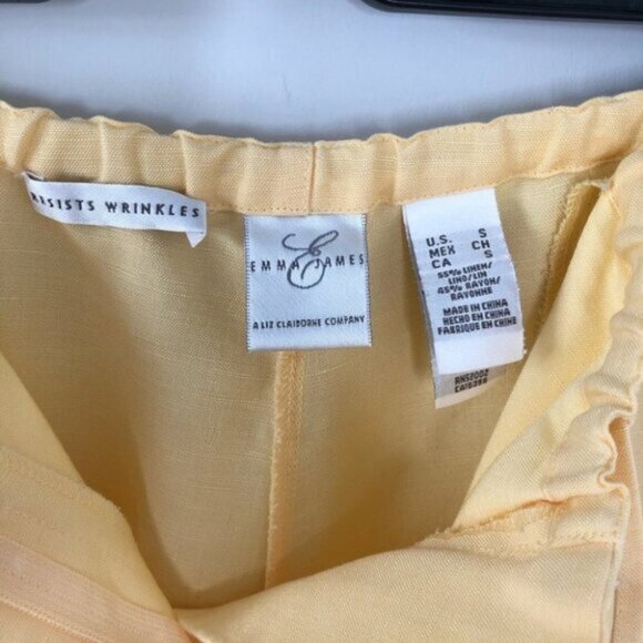 Emma James Butter Yellow Embroidered Crop Pants Size Small - Picture 5 of 5